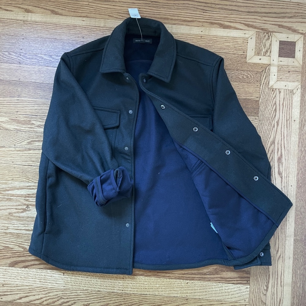 Banana Republic Men's Medium Wool Shirt Jacket in Dark Olive Green (NWT)